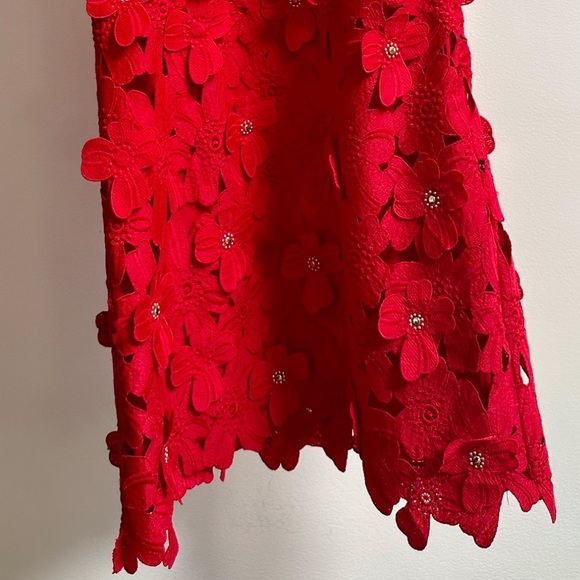 MICHAEL Michael Kors Women's Red Floral Appliqué Lace Dress - Picture 3 of 4